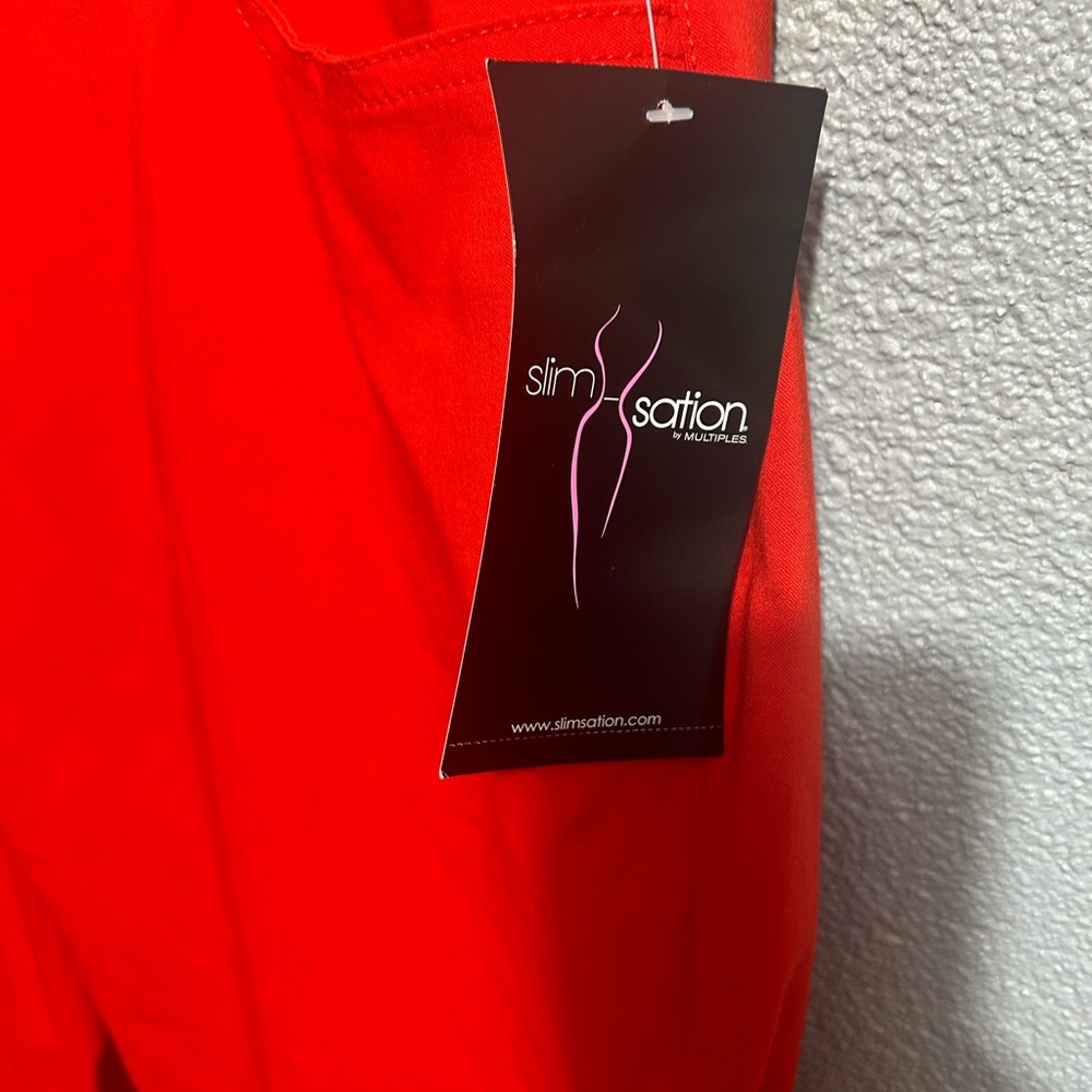 Nwt Slim-satin by Multipuled red Capri pants size 14w - Picture 6 of 12